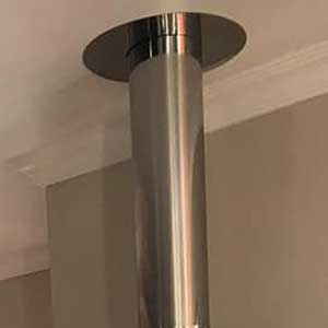 Stainless steel flue and ceiling plate